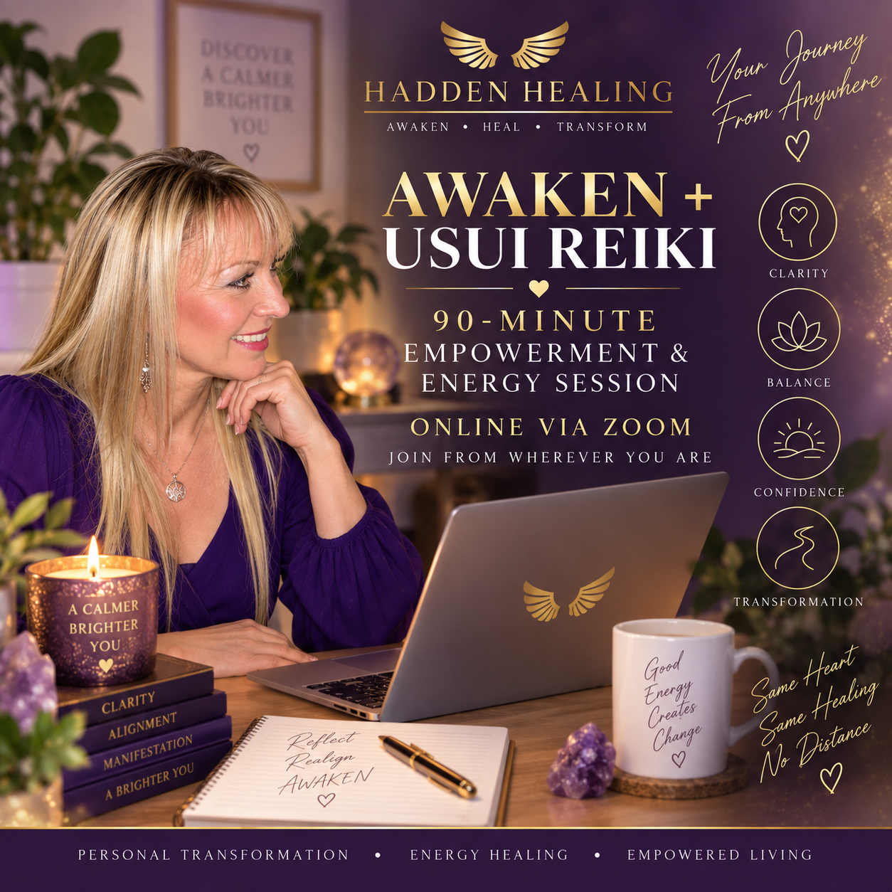 AWAKEN + Usui Reiki – 90 Minute Empowerment & Energy Session | Online via Zoom
