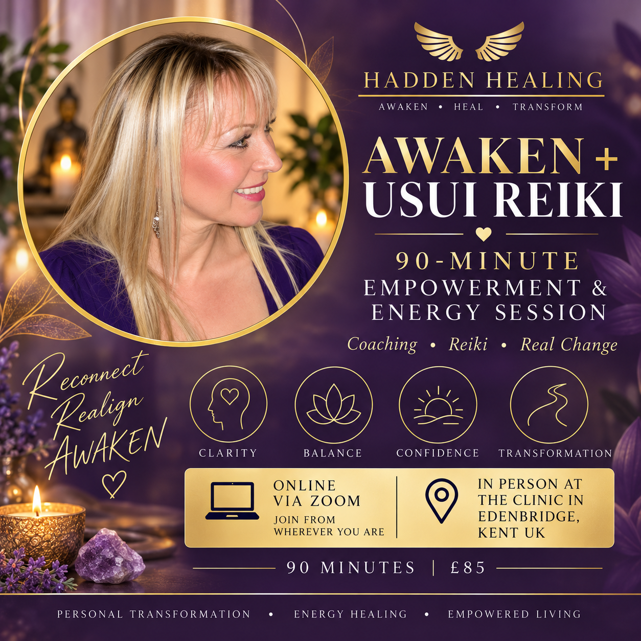 AWAKEN + Usui Reiki – 90 Minute Empowerment & Energy Session £85 | Online via Zoom